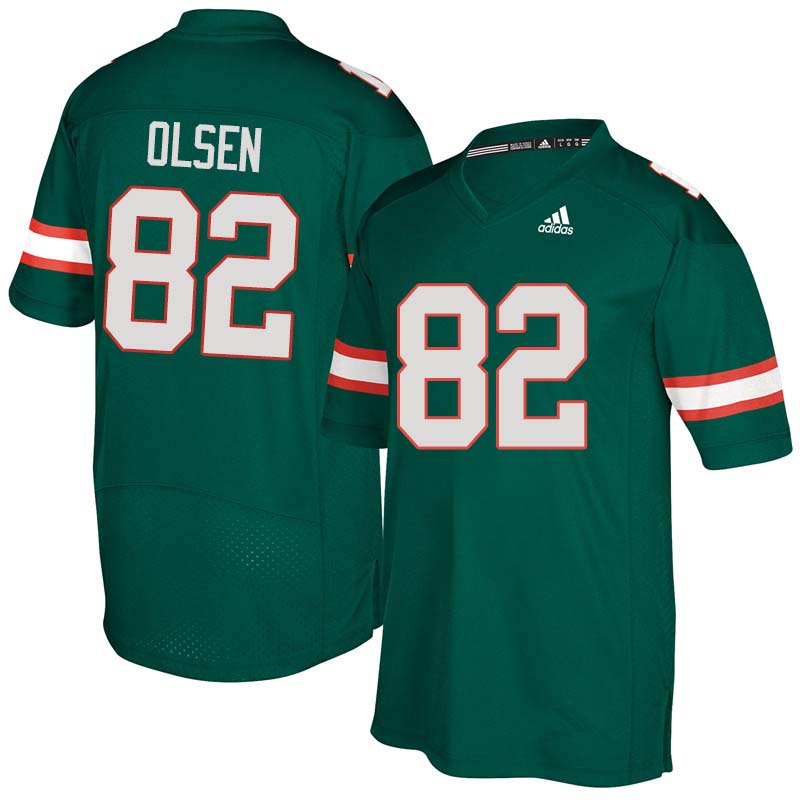 Adidas Miami Hurricanes #82 Greg Olsen College Football Jerseys Sale-Green
